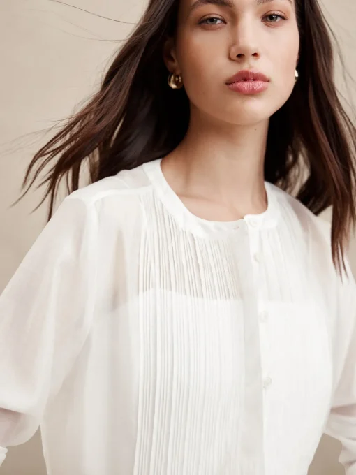 Pintuck Organza Blouse