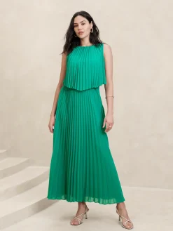 Pleated Chiffon Maxi Dress