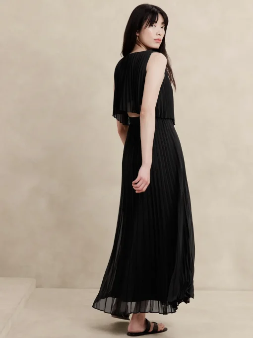 Pleated Chiffon Maxi Dress