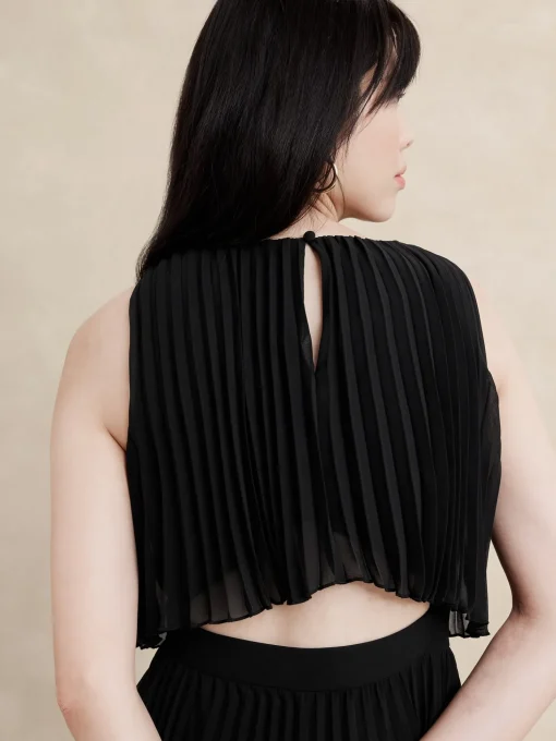 Pleated Chiffon Maxi Dress
