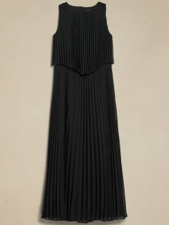 Pleated Chiffon Maxi Dress