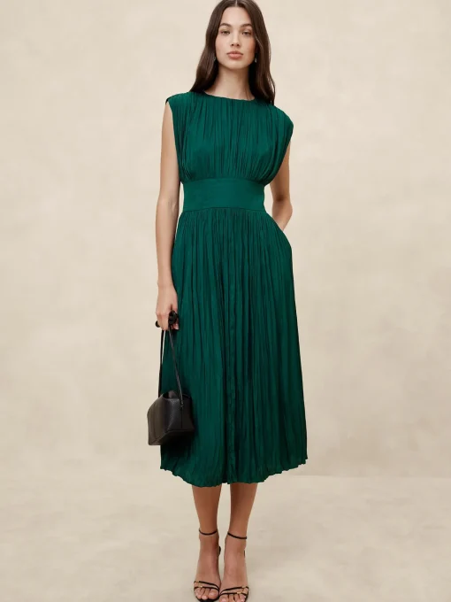 Pleated Midi Dress