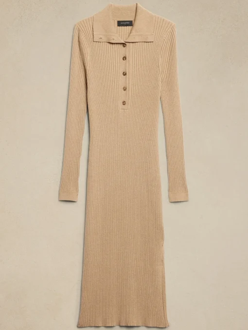 Polo Fitted Midi Sweater Dress