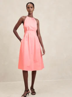 Poplin Halter Midi Dress