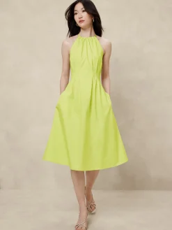 Poplin Halter Midi Dress