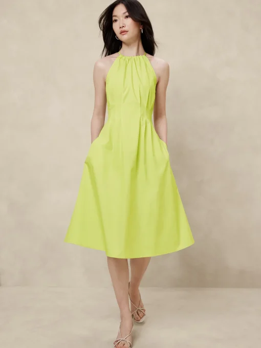 Poplin Halter Midi Dress
