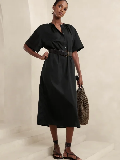 Poplin Kaftan Maxi Dress