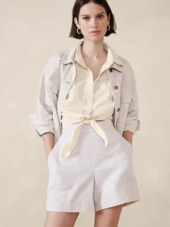 Poplin Tie-Front Cropped Shirt