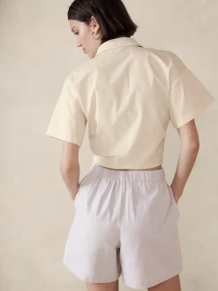 Poplin Tie-Front Cropped Shirt