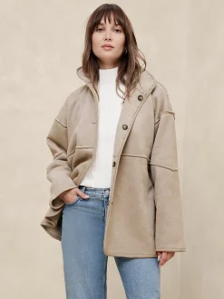 Reversible Vegan Suede Sherpa Jacket