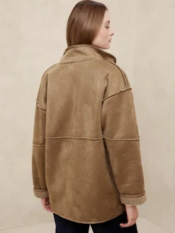 Reversible Vegan Suede Sherpa Jacket
