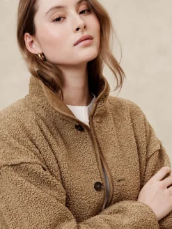 Reversible Vegan Suede Sherpa Jacket