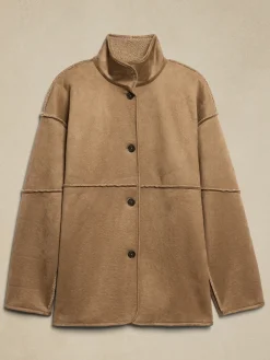 Reversible Vegan Suede Sherpa Jacket