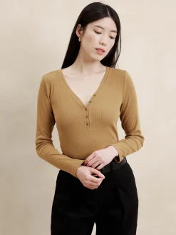 Ribbed Henley Top
