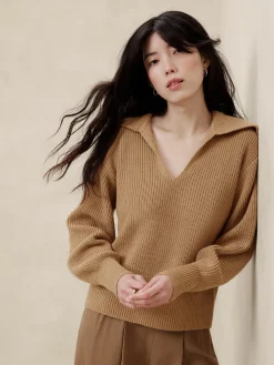 Ribbed Johnny Collar Sweater