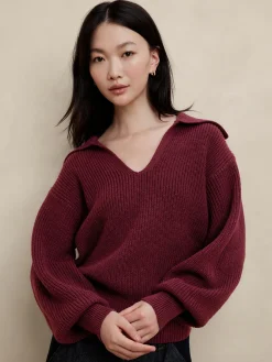 Ribbed Johnny Collar Sweater