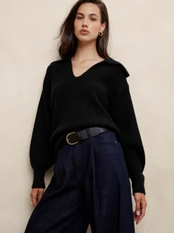Ribbed Johnny Collar Sweater
