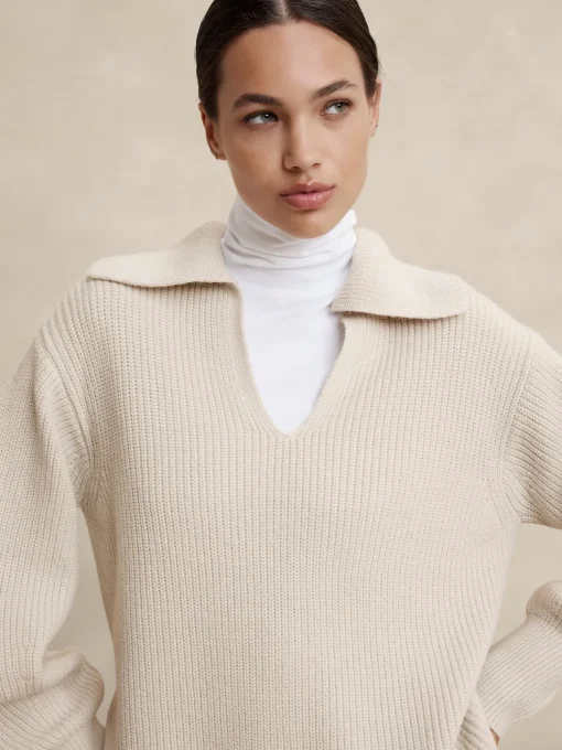 Ribbed Johnny Collar Sweater