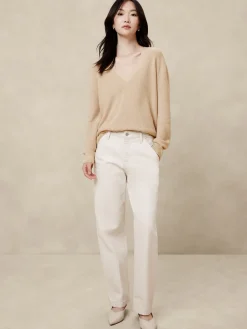 Ribbed Lightweight V-Neck Sweater