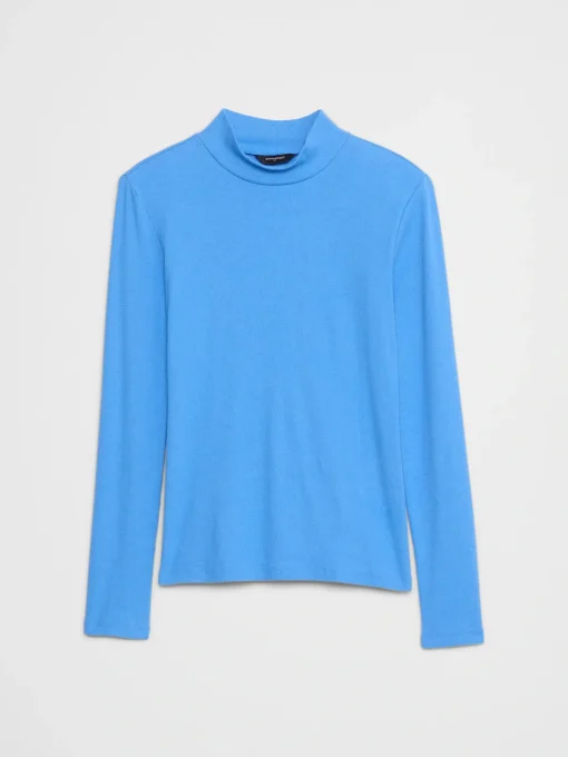 Ribbed Mock-Neck T-Shirt