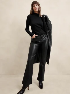 Ribbed Mock-Neck T-Shirt