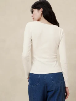 Ribbed Square-Neck Top