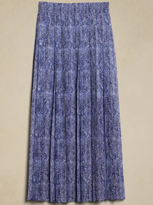 Ruched-Waist Pleated Maxi Skirt