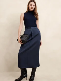 Satin Column Maxi Skirt