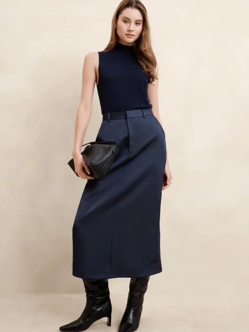 Satin Column Maxi Skirt