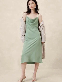 Satin Midi Slip Dress