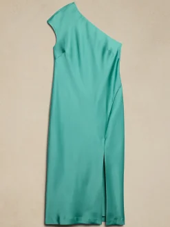 Satin One-Shoulder Midi Dress