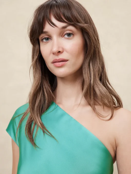 Satin One-Shoulder Midi Dress