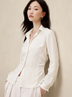 Satin Side-Shirred Top