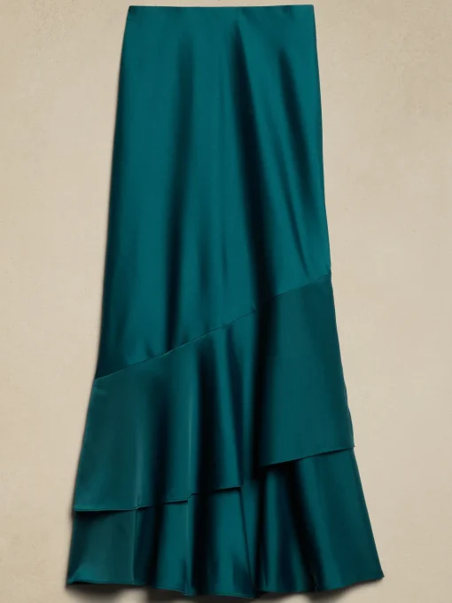 Satin Tiered Maxi Skirt