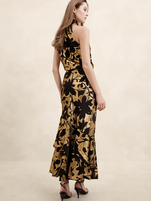 Satin Tiered Maxi Skirt