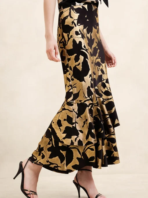 Satin Tiered Maxi Skirt