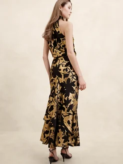 Satin Tiered Maxi Skirt