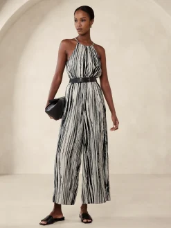 Satin Twill Halter Jumpsuit