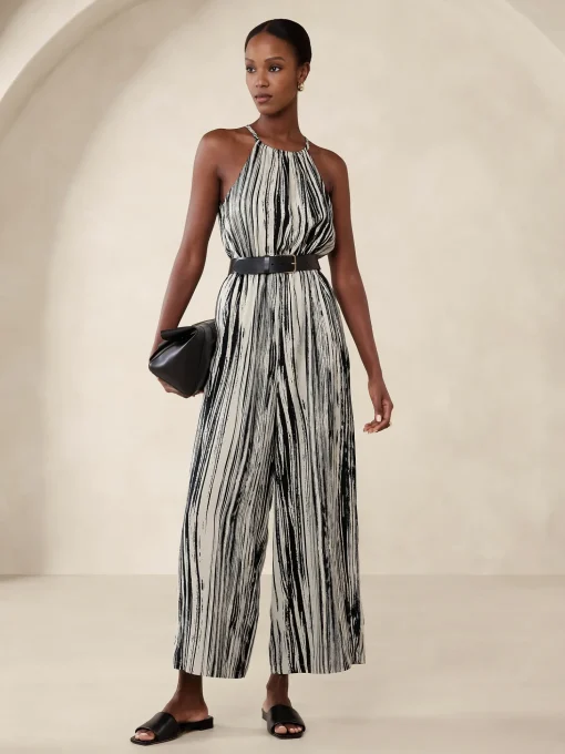 Satin Twill Halter Jumpsuit