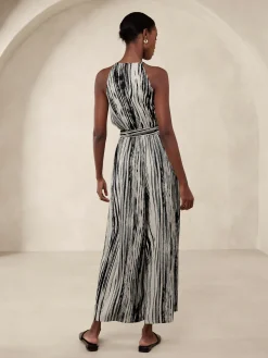 Satin Twill Halter Jumpsuit