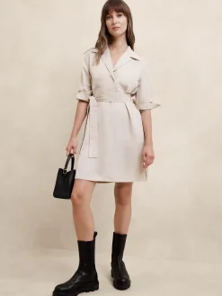 Satin Twill Mini Shift Dress