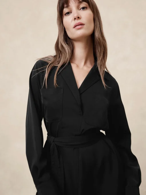 Satin Twill Mini Shift Dress