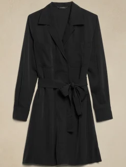 Satin Twill Mini Shift Dress