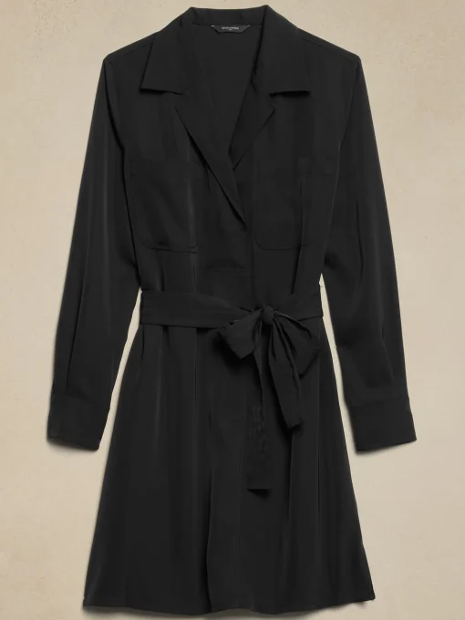 Satin Twill Mini Shift Dress