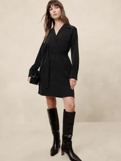 Satin Twill Mini Shift Dress