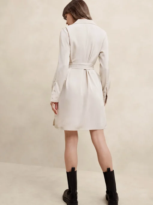 Satin Twill Mini Shift Dress