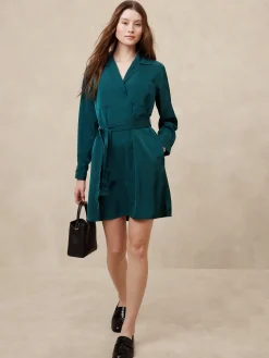 Satin Twill Mini Shift Dress