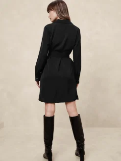 Satin Twill Mini Shift Dress