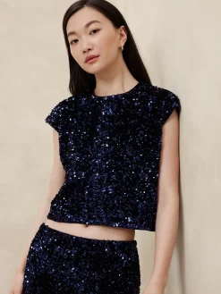 Sequin Cropped Top