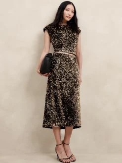 Sequin Midi Slip Skirt